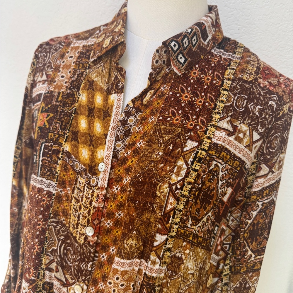 Jane & Delancey Brown Patchwork Patterned Long Sl… - image 2